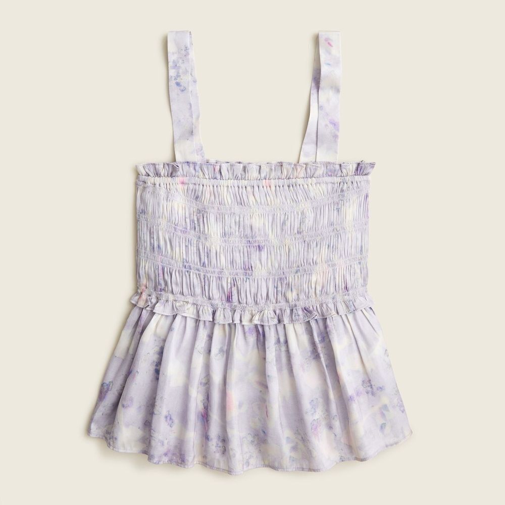 Flora Obscura X J.Crew featherweight satin tank top in lavender fields Medium